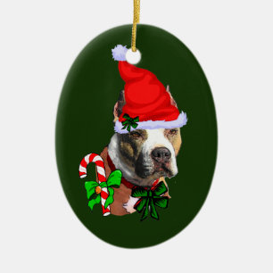 Décoration En Céramique American Pit Bull Terrier Noël