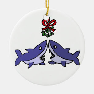 Décoration En Céramique Amour drôle de gui de requin de Noël