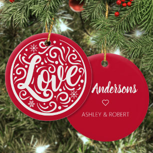 Décoration En Céramique Amour Personnalisé Couple Noël Vacances Rouge