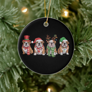 Décoration En Céramique Amoureux de Bouledogue Anglais Noël Maman de Chien
