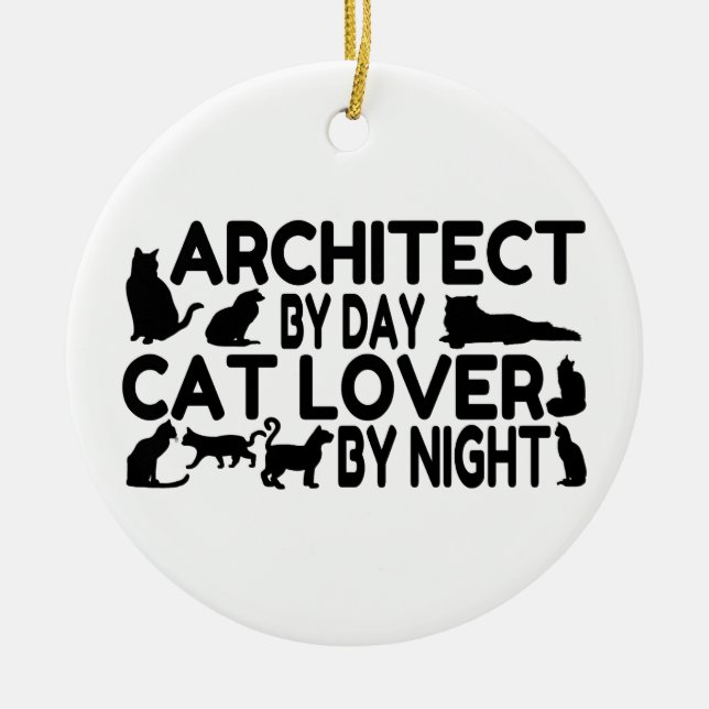 Décoration En Céramique Amoureux des chats architecte (Devant)