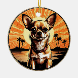 Décoration En Céramique Amoureux des chiens Sunset rétro de Chihuahua