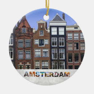 Décoration En Céramique Amsterdam Pays-Bas Canal Maisons Noël