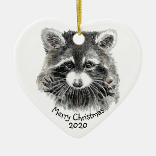 Décoration En Céramique Amusant Aquarelle Raccoon Animal Nature Amusante