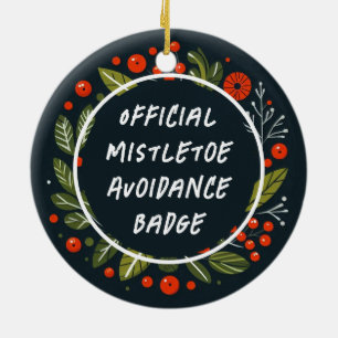 Décoration En Céramique Amusant Joyeux et brillant insigne Mistletoe