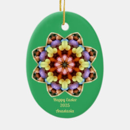 Décoration En Céramique ANASTASIE ~ EASTER EGG ~ Kaleidoscope Green ~