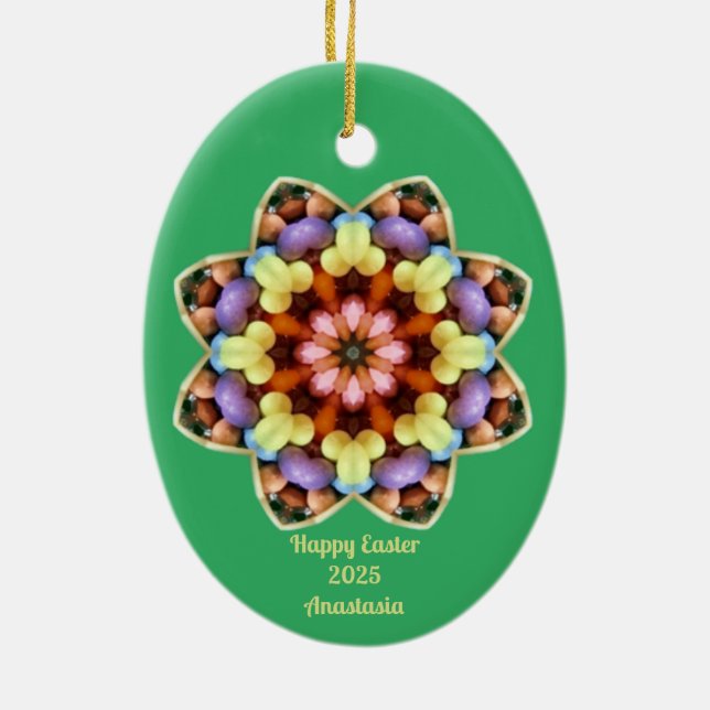Décoration En Céramique ANASTASIE ~ EASTER EGG ~ Kaleidoscope Green ~ (Dos)