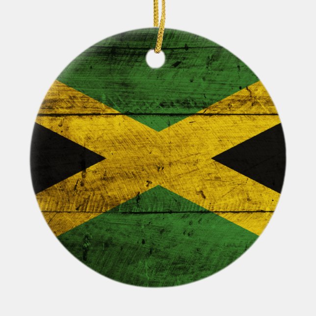 Décoration En Céramique Ancien drapeau jamaïcain en bois (Devant)