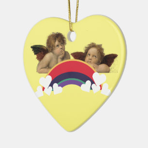 Décoration En Céramique Ange Ange Raphael Vintage Rainbow Arc-en-ciel