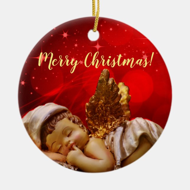 Décoration En Céramique Ange couchant Bébé Jésus Noël (Devant)