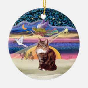 Décoration En Céramique Ange de Noël - Maine Coon