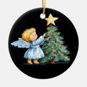 Décoration En Céramique Ange de Noël Personnalisable Doux et Affectueux