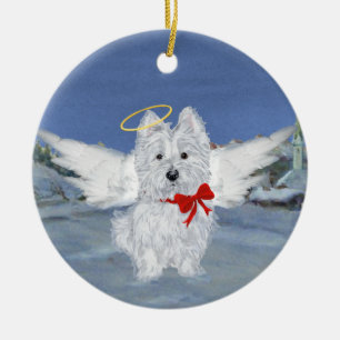 Décoration En Céramique Ange de Noël Westie
