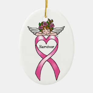 Décoration En Céramique Ange de "survivant" de cancer du sein