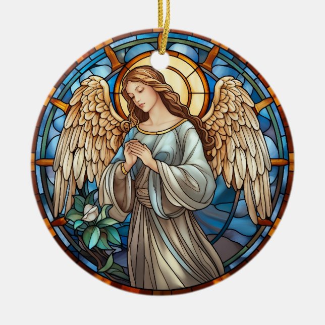 Décoration En Céramique Ange en verre de Noël (Devant)