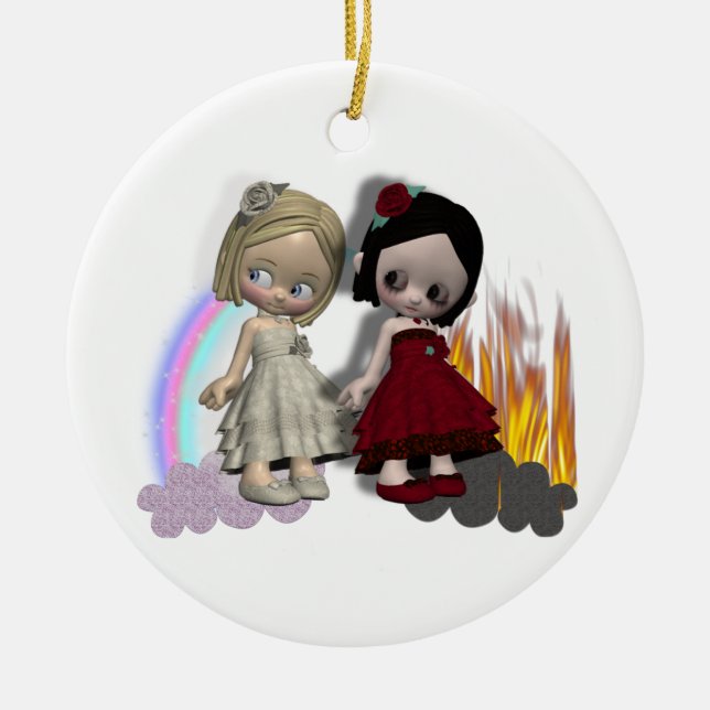 Décoration En Céramique ange et diable mignonne filles (Devant)