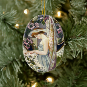 Décoration En Céramique Ange victorien et fleurs de lys de Pâques vintage