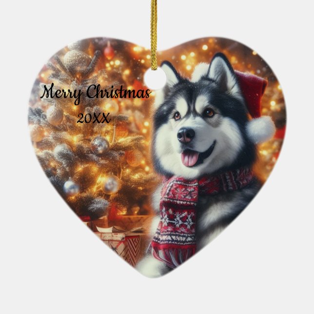 Décoration En Céramique Animal de compagnie de chien de Noël Husky (Dos)