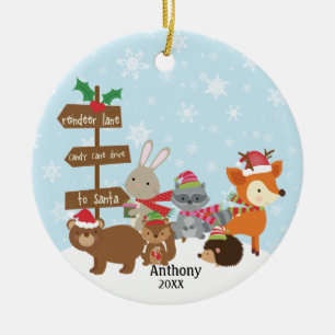 Décoration En Céramique Animaux de forêt d'hiver personnalisés