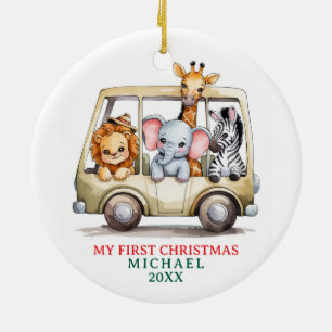 Décoration En Céramique Animaux de Safari Personnalisés Bébé 1er Premier N