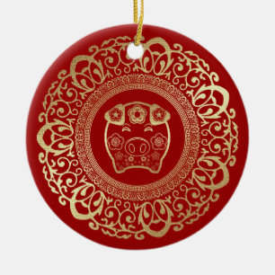 Décoration En Céramique Année chinoise de l'année personnalisée du porc