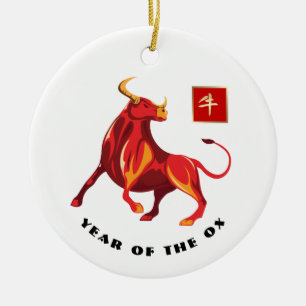 Décoration En Céramique Année chinoise du cadeau Ox