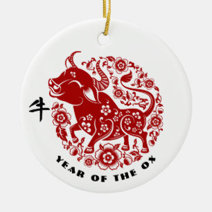 Décoration En Céramique Année chinoise du cadeau Ox