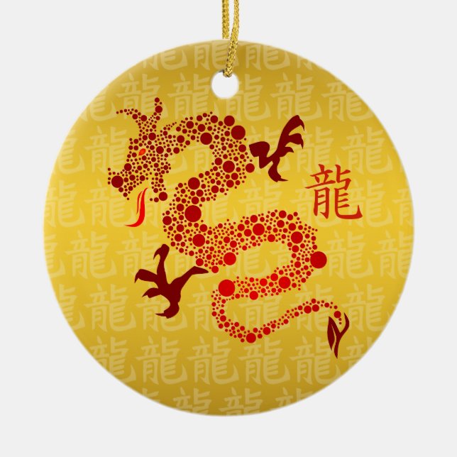 Décoration En Céramique Année rouge chinoise du dragon (Devant)