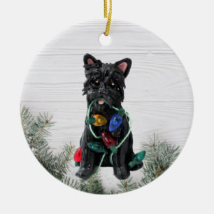 Décoration En Céramique Anniversaire de Noël de Cairn Terrier