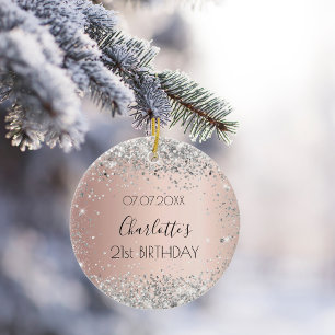 Décoration En Céramique Anniversaire rose or blush argent parties scintill