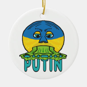 Décoration En Céramique Anti Poutine Pro Ukraine