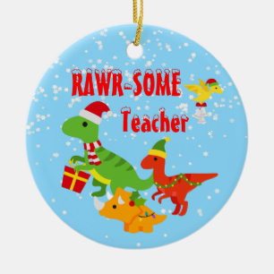 Décoration En Céramique Appréciation de l'enseignant de Noël Enfants Dinos