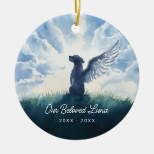 Décoration En Céramique Aquarelle Ange Chien Condoléances Sympathie
