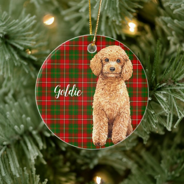 Décoration En Céramique Aquarelle Apricot Poodle Chien Personnalisé (Arbre)