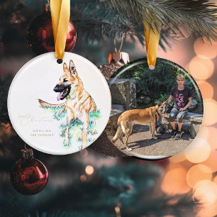 Décoration En Céramique Aquarelle berger allemand Belge Malinois Photo