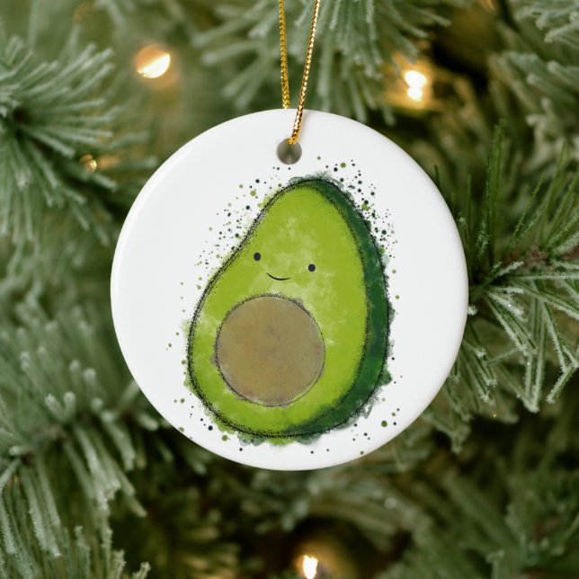Décoration En Céramique Aquarelle Cute Avocado (Arbre)