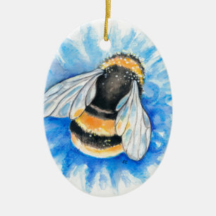 Décoration En Céramique Aquarelle d'abeille mignonne