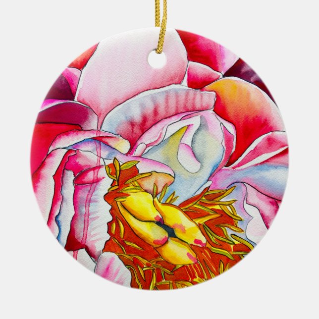 Décoration En Céramique Aquarelle de fleur rose (Devant)