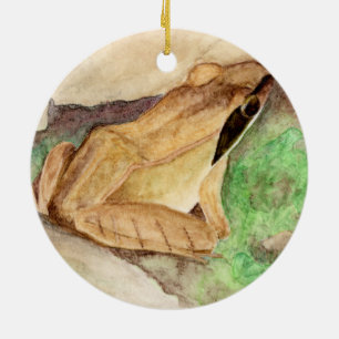 Décoration En Céramique Aquarelle de grenouille à bois
