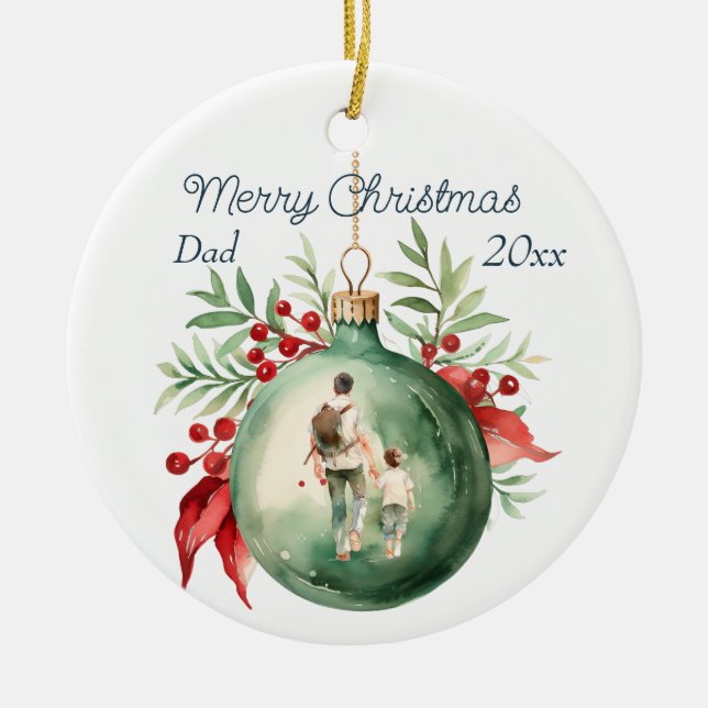 Décoration En Céramique Aquarelle de l'ornement de Noël pour l'ornement de (Devant)