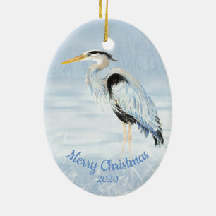 Décoration En Céramique Aquarelle de Noël sur mesure Great Blue Heron