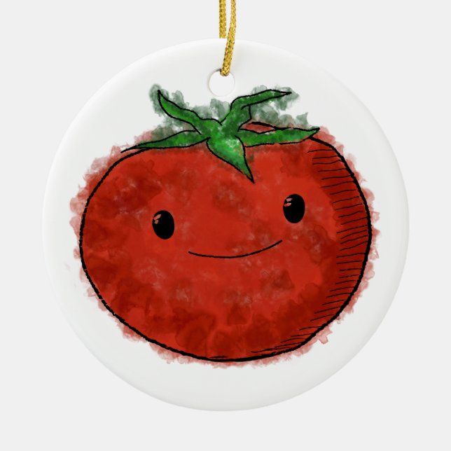 Décoration En Céramique Aquarelle de tomate mignonne (Devant)