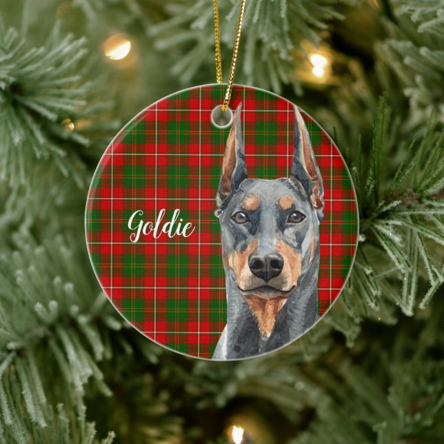 Décoration En Céramique Aquarelle Doberman Pinscher Chien Personnalisé (Arbre)