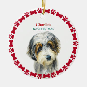 Décoration En Céramique Aquarelle Doodle Aussie Noël personnalisé