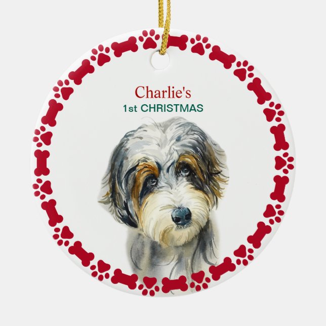 Décoration En Céramique Aquarelle Doodle Aussie Noël personnalisé (Devant)