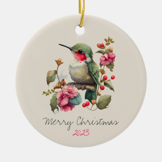 Décoration En Céramique Aquarelle douce Colibri Personnalisé (Devant)