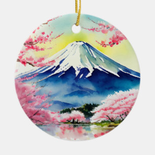Décoration En Céramique Aquarelle du Mont Fuji Japon