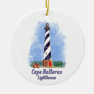 Décoration En Céramique Aquarelle du phare de Cape Hatteras Caroline du No