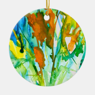 Décoration En Céramique aquarelle florale Abstraite