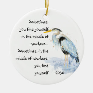 Décoration En Céramique Aquarelle Great Blue Heron Citation Inspirante